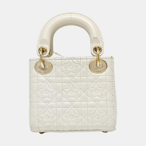 Lady Dior Super Mini Quilted Lambskin White