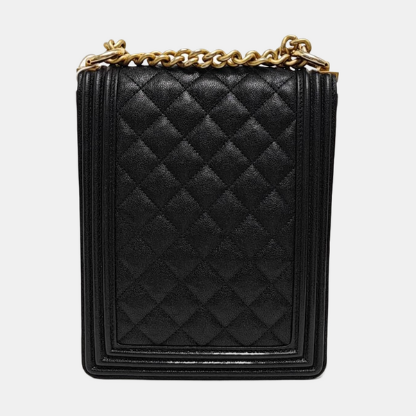 BOY CHANEL Mini Quilted Grained Calfskin Black