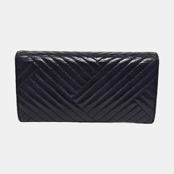 Chevron Patent Leather Wallet Blue