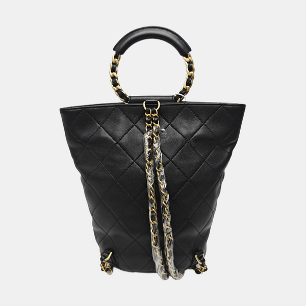 Quilted Lambskin Backpack Black