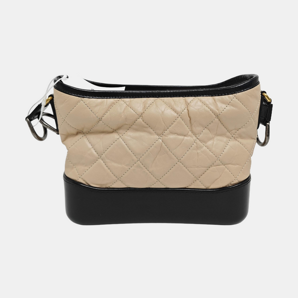 Authenticated pre-owned GABRIELLE Small Quilted Calfskin Beige - Shoulder Bag at Looply