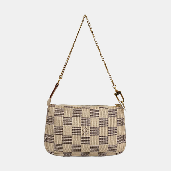 Authenticated pre-owned ACCESSOIRES Mini Damier Azur Coated Canvas White - Top Handle Bag at Looply