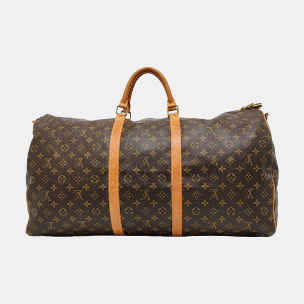 KEEPALL 60 Monogram Coated Canvas Brown