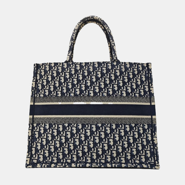Book Tote Large Oblique Canvas Blue