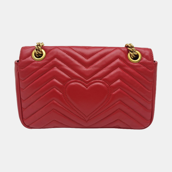 GG Marmont Medium Quilted Calfskin Red