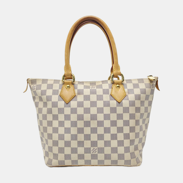 SALEYA PM Damier Azur Coated Canvas White