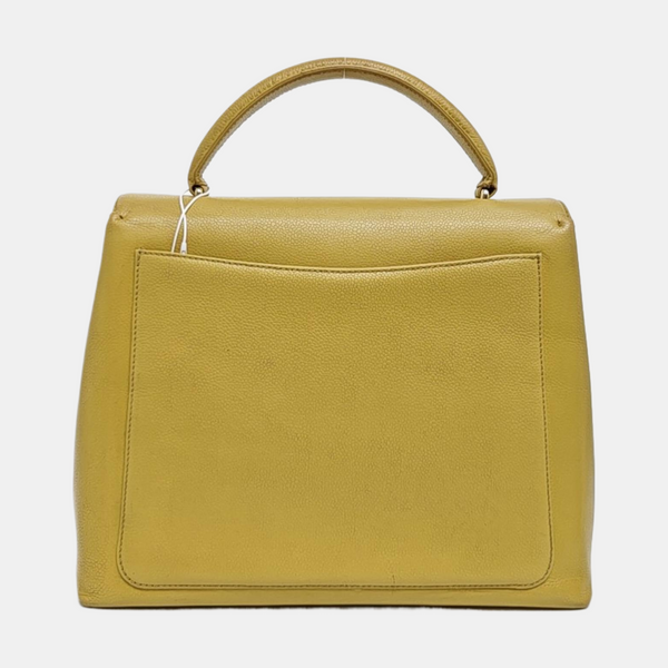 Quilted Calfskin Top Handle Bag Yellow
