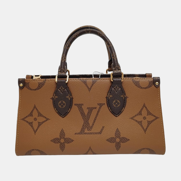 ONTHEGO EAST WEST Chain Monogram Coated Canvas Brown