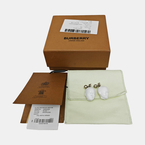 Palladium Plated White Stud Earrings