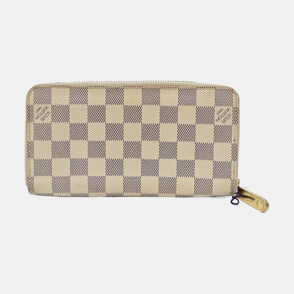 ZIPPY Damier Azur Coated Canvas White Wallet