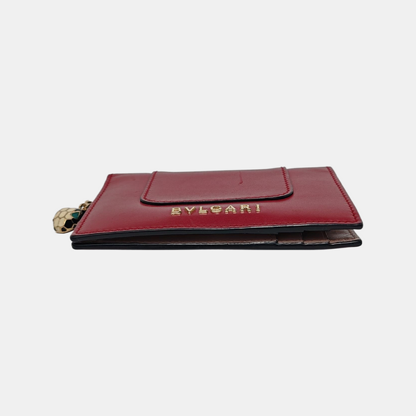 SERPENTI FOREVER Calfskin Red Card Holder
