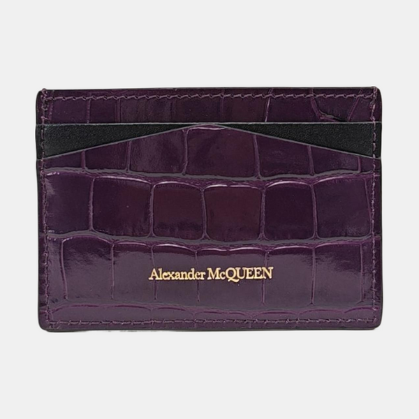 Leather Card Holder Purple