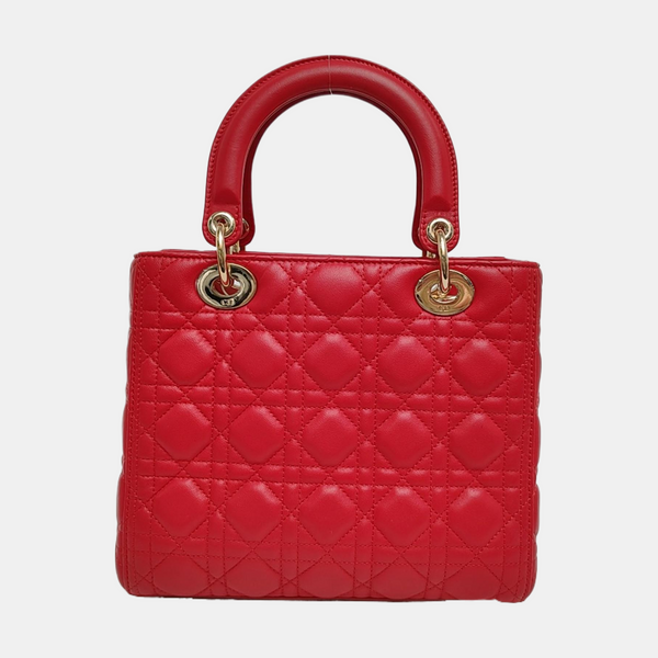 Lady Dior Medium Cannage Lambskin Red
