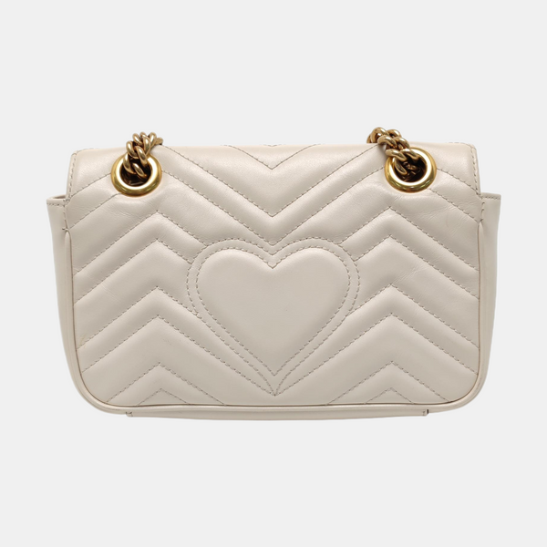 GG Marmont Small Quilted Calfskin White