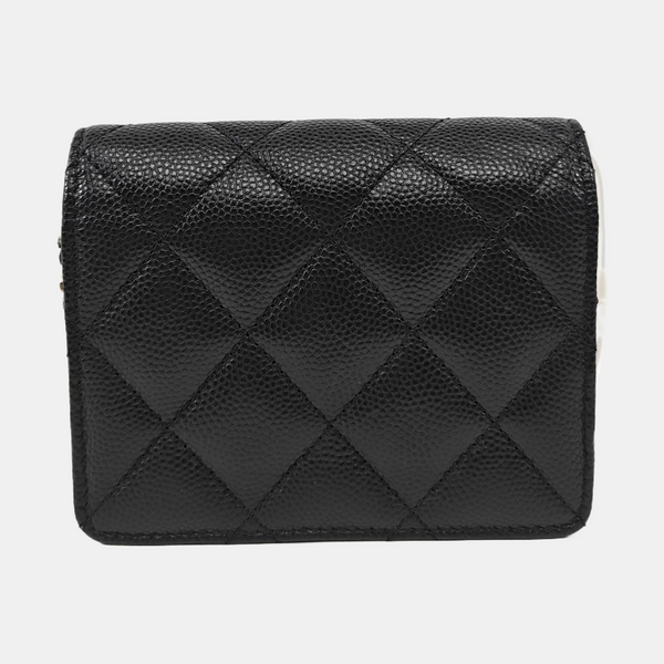 Quilted Grained Calfskin Shoulder Bag Black