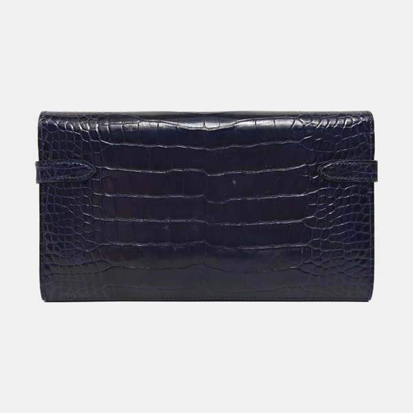 Kelly 20 Shiny Porosus Crocodile Blue Wallet