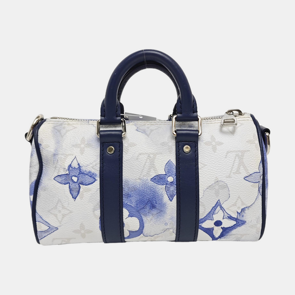 Authenticated pre-owned KEEPALL Nano Monogram Coated Canvas Blue - Shoulder Bag at Looply