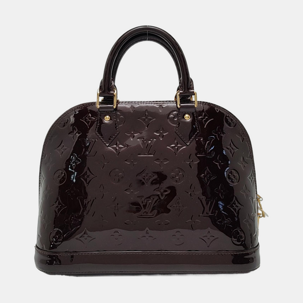 Authenticated pre-owned ALMA PM Monogram Patent Leather Burgundy - Top Handle Bag at Looply