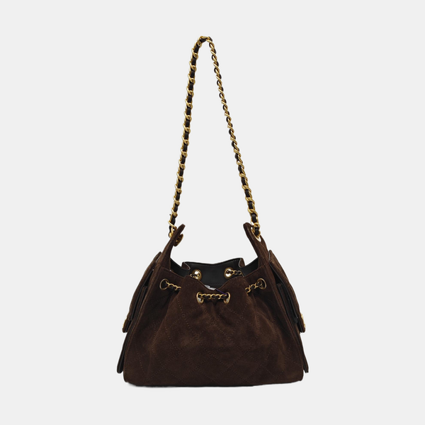 CHANEL 25 Quilted Suede Brown