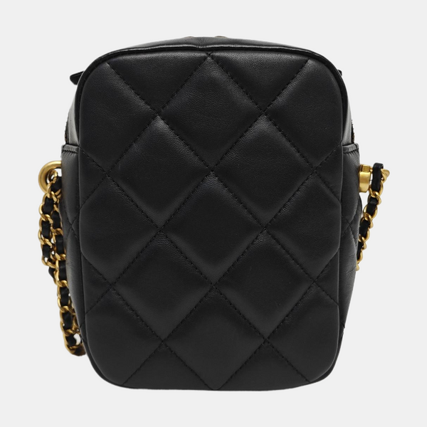 Quilted Lambskin Shoulder Bag Black