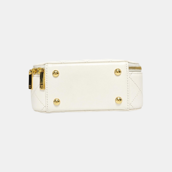 Quilted Lambskin Shoulder Bag White