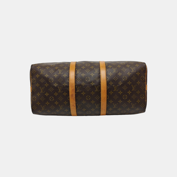 KEEPALL 50 Monogram Coated Canvas Brown