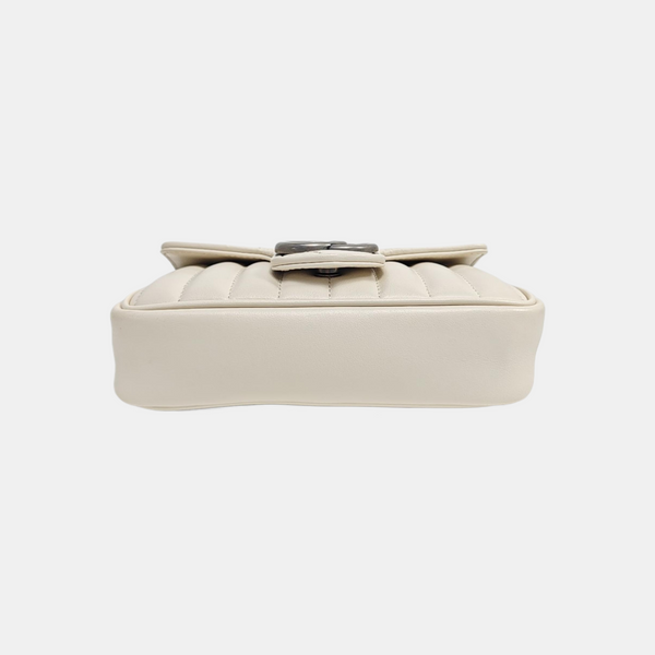 GG Marmont Mini Quilted Calfskin White
