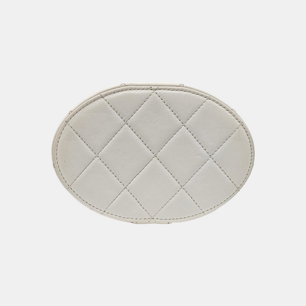 Round Vanity Quilted Lambskin White