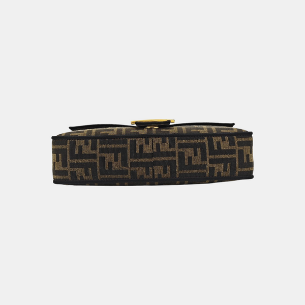 Bolso baguete de lona mediana marrón
