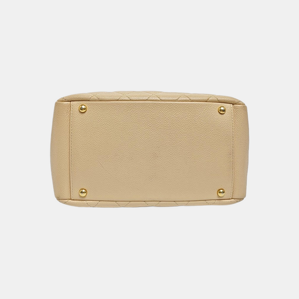 CHANEL PETITE Quilted Grained Calfskin Beige