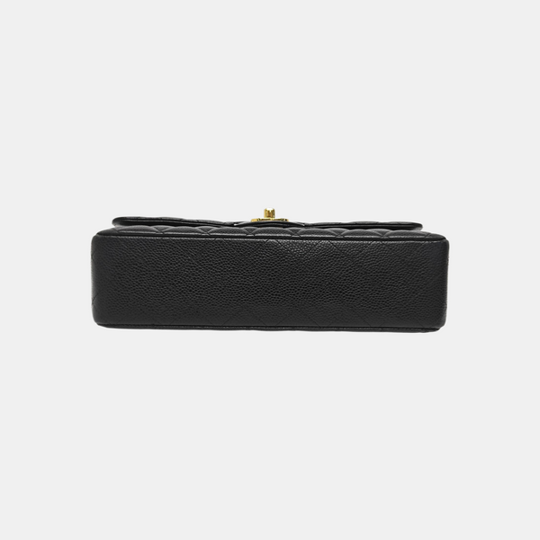 CLASSIC FLAP Medium Quilted Grained Calfskin Black
