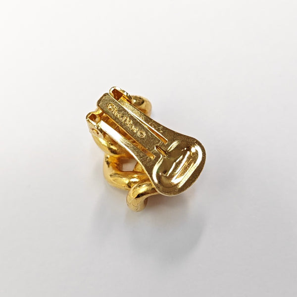 Twist Round Metal Gold Clip On Earrings