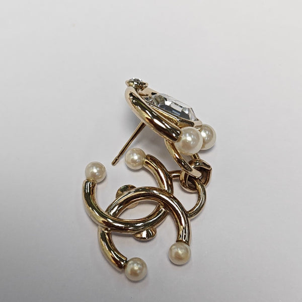 CC Logo Metal Gold Stud Earrings