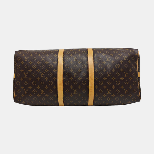 KEEPALL 60 Monogram Coated Canvas Brown