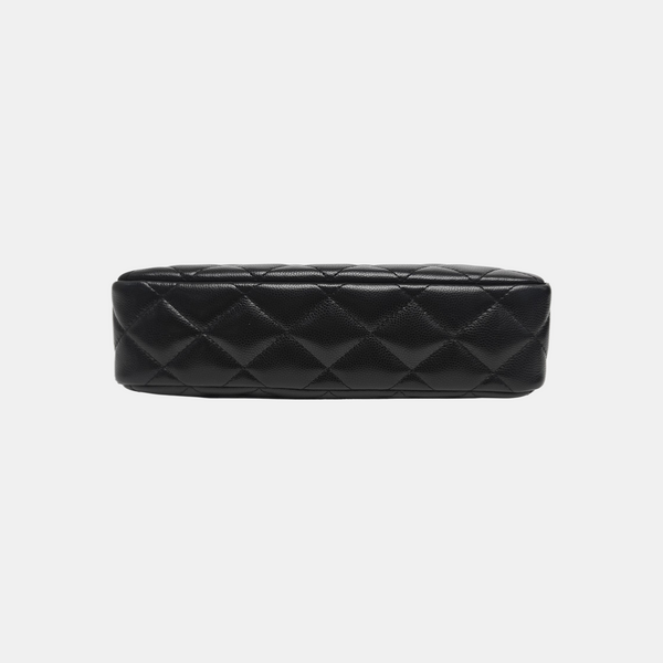 Quilted Grained Calfskin Shoulder Bag Black