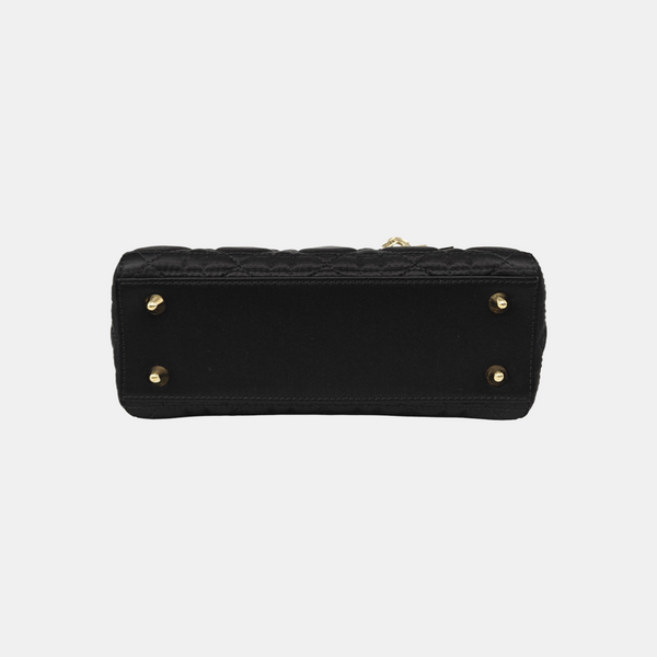 Lady Dior Small Cannage Silk Satin Black
