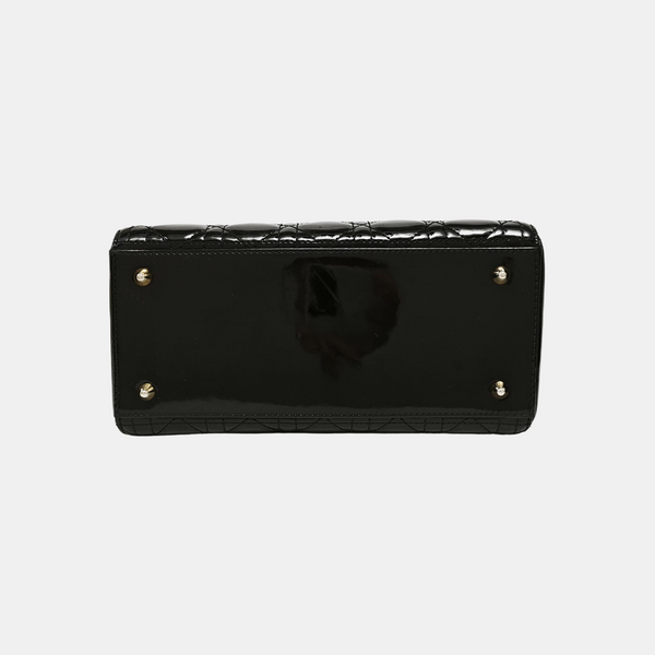 Lady Dior Medium Cannage Patent Leather Black