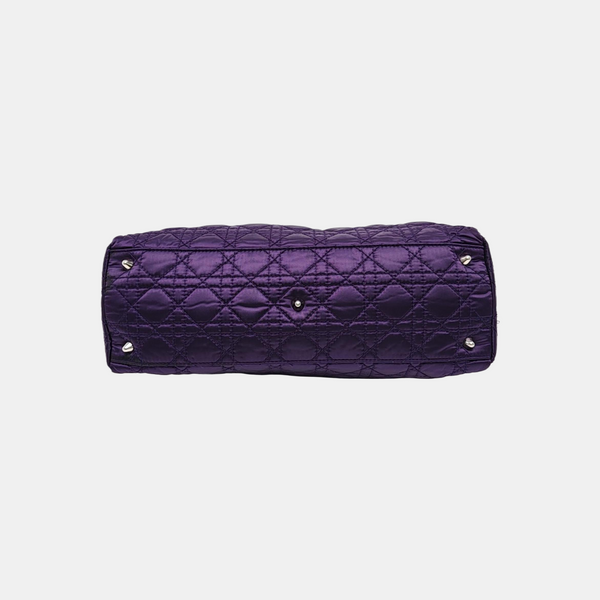 Cannage Silk Satin Tote Bag Purple