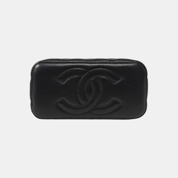 BOLSOS DE COSMÉTICOS VINTAGE Piel de Cordero Acolchada Negra