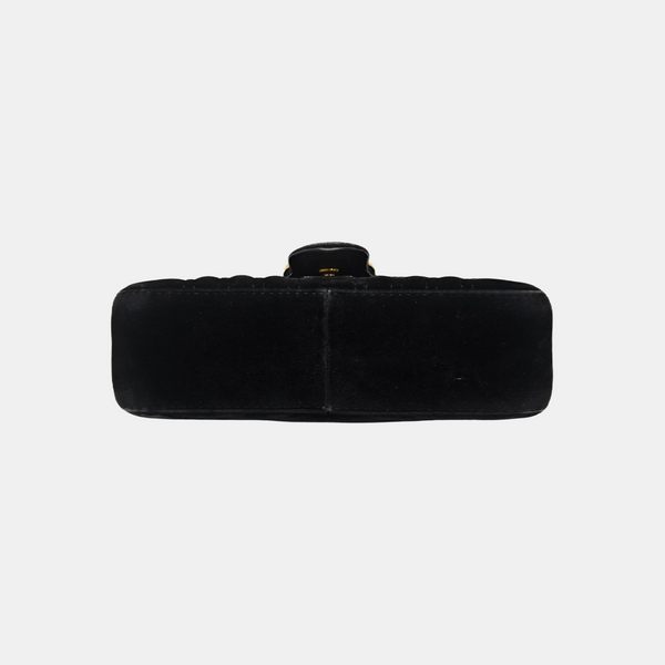 GG Marmont Small Quilted Velvet Black