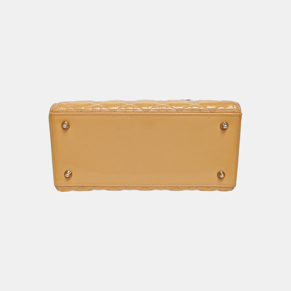 Lady Dior Medium Cannage Patent Leather Beige