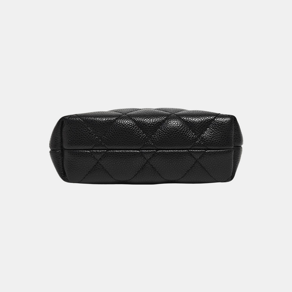 Quilted Grained Calfskin Shoulder Bag Black