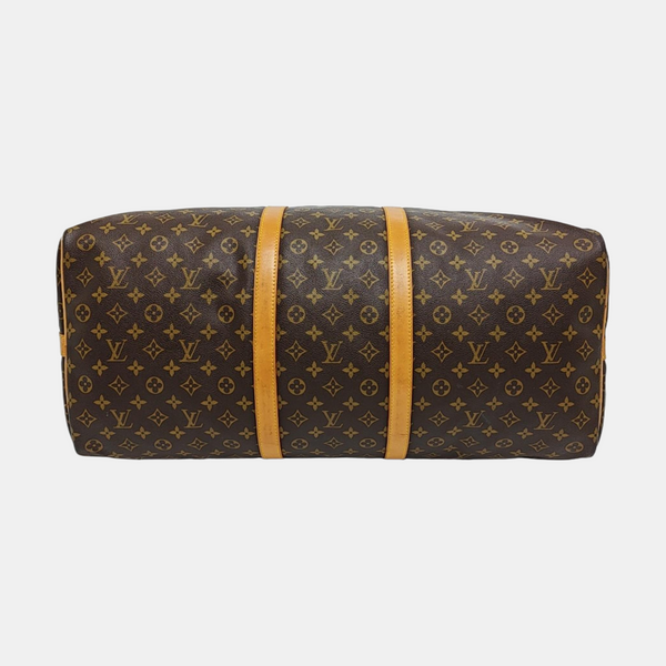 KEEPALL 60 Monogram Coated Canvas Brown