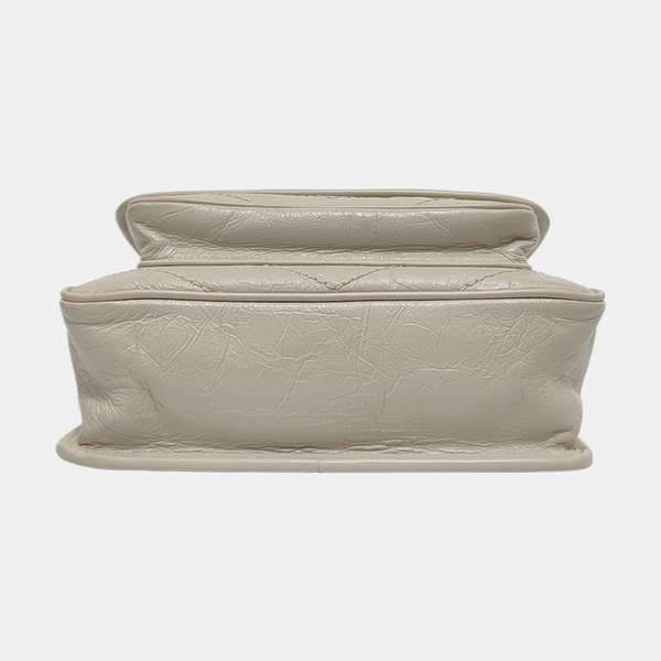 NIKI Small Chevron Calfskin White