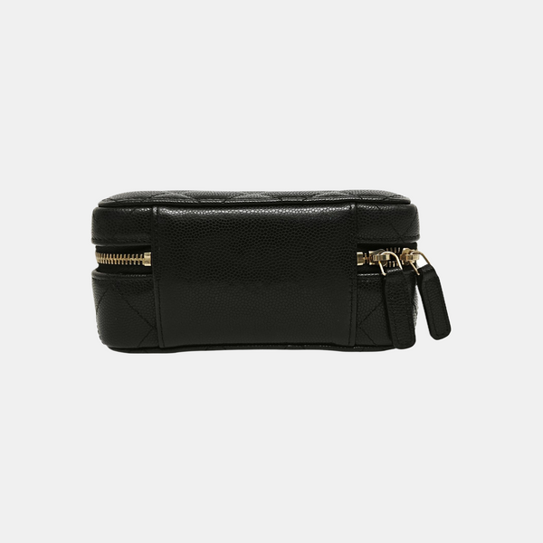 Quilted Grained Calfskin Shoulder Bag Black