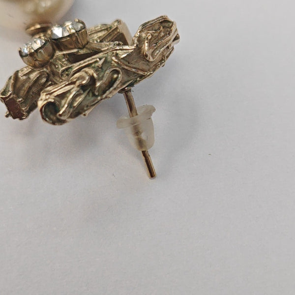 CC Logo Metal Gold Stud Earrings