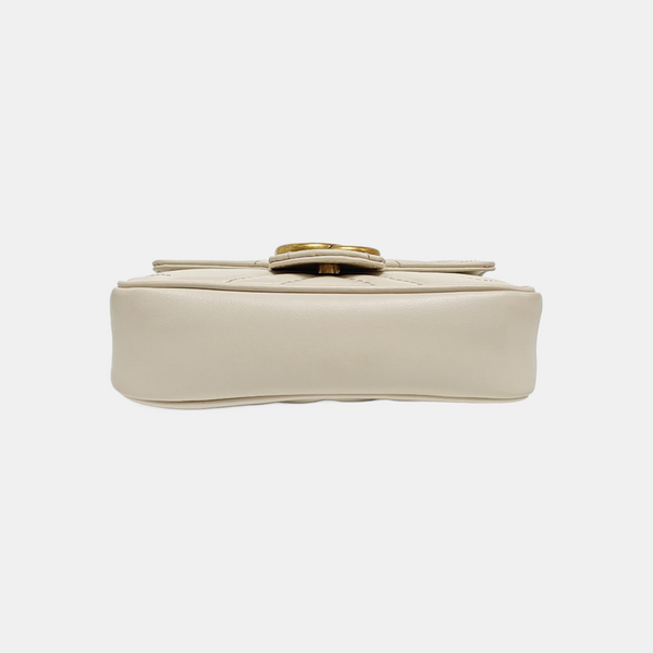 GG Marmont Mini Quilted Calfskin White