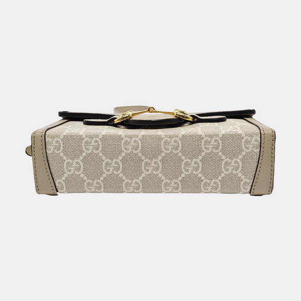 Authenticated pre-owned Horsebit 1955 Mini Monogram Coated Canvas White - Shoulder Bag at Looply