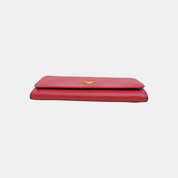 Fold Wallet Saffiano Calfskin Red Wallet