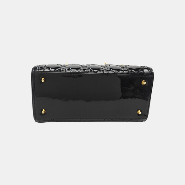 Lady Dior Medium Cannage Patent Leather Black